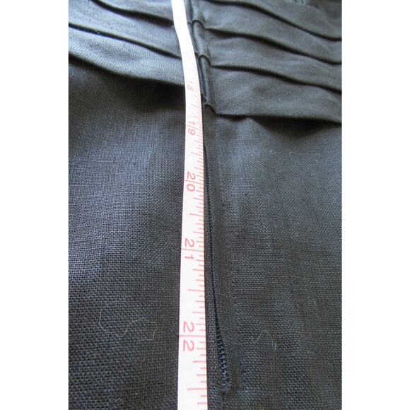 Vintage Nipon Boutique 100% Linen Knee Length Short Sleeve Black Dress Women 12 - Picture 7 of 11